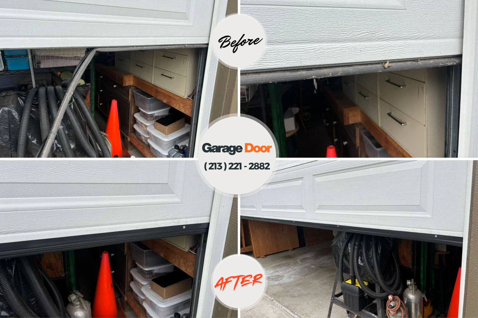 Before and after: garage door repair Hallowell, ME